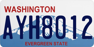 WA license plate AYH8012
