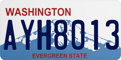 WA license plate AYH8013