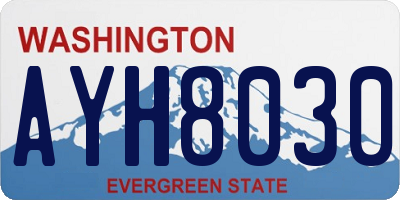 WA license plate AYH8030