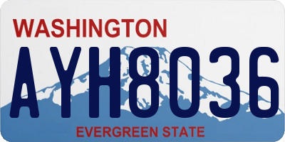 WA license plate AYH8036