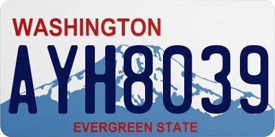 WA license plate AYH8039