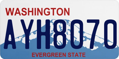 WA license plate AYH8070