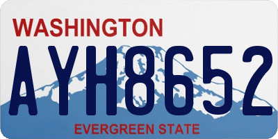 WA license plate AYH8652