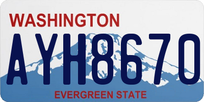WA license plate AYH8670