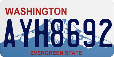 WA license plate AYH8692