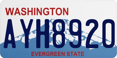 WA license plate AYH8920