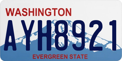 WA license plate AYH8921