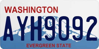 WA license plate AYH9092