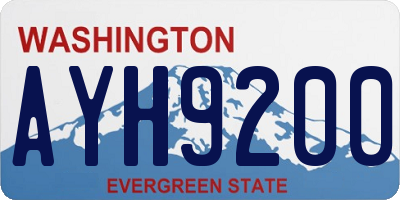WA license plate AYH9200