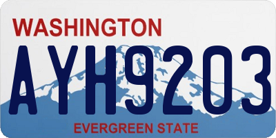 WA license plate AYH9203
