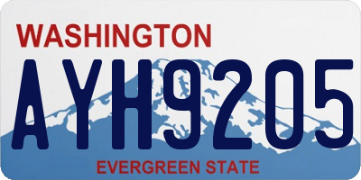 WA license plate AYH9205