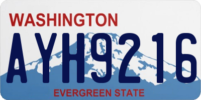 WA license plate AYH9216
