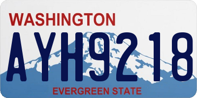 WA license plate AYH9218