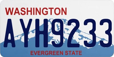 WA license plate AYH9233