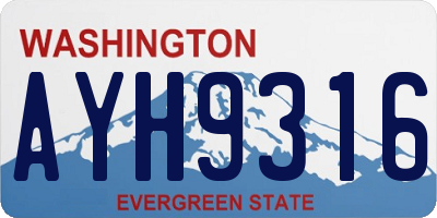 WA license plate AYH9316