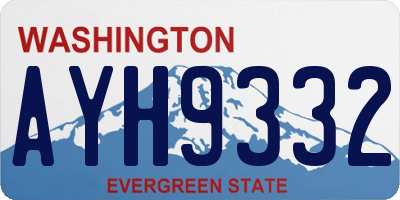 WA license plate AYH9332
