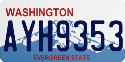 WA license plate AYH9353