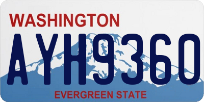 WA license plate AYH9360