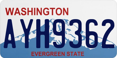 WA license plate AYH9362