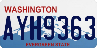 WA license plate AYH9363