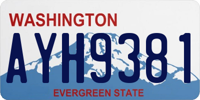 WA license plate AYH9381