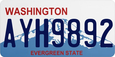 WA license plate AYH9892