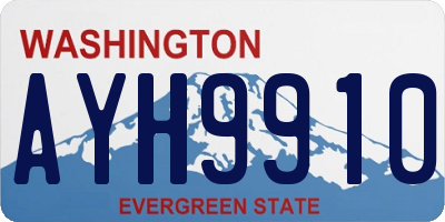 WA license plate AYH9910