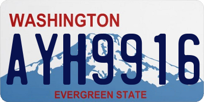 WA license plate AYH9916