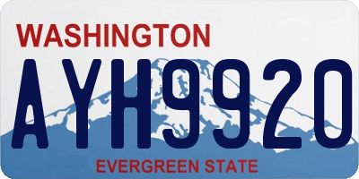 WA license plate AYH9920