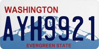 WA license plate AYH9921