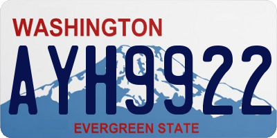 WA license plate AYH9922