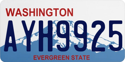 WA license plate AYH9925