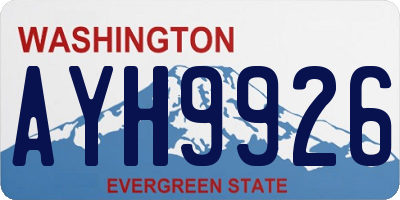 WA license plate AYH9926