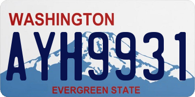 WA license plate AYH9931