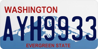 WA license plate AYH9933
