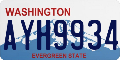 WA license plate AYH9934
