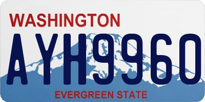 WA license plate AYH9960
