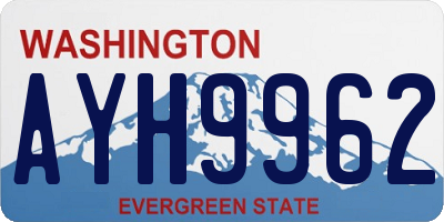 WA license plate AYH9962