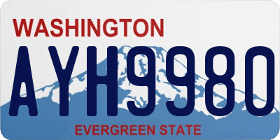 WA license plate AYH9980