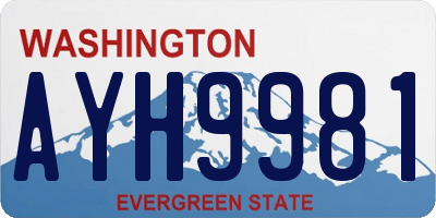 WA license plate AYH9981