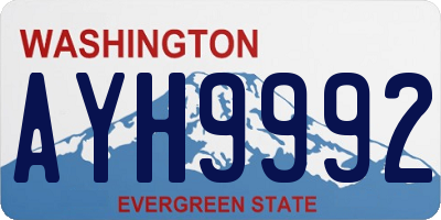 WA license plate AYH9992