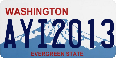 WA license plate AYI2013