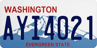 WA license plate AYI4021