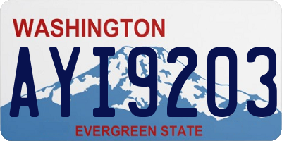 WA license plate AYI9203