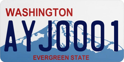 WA license plate AYJ0001