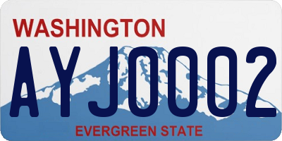 WA license plate AYJ0002