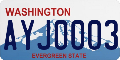 WA license plate AYJ0003