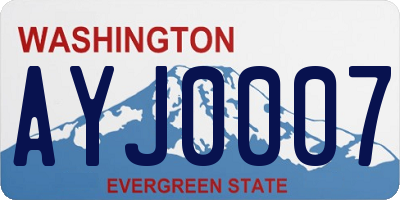 WA license plate AYJ0007