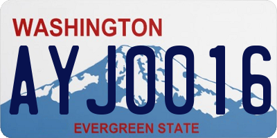 WA license plate AYJ0016