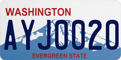 WA license plate AYJ0020